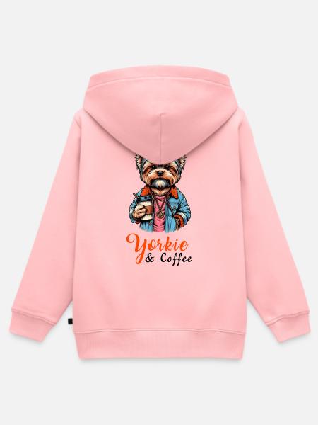 Yorkshire Terrier Kaffee - Kinder Premium Organic Zip Hoodie - Rosa