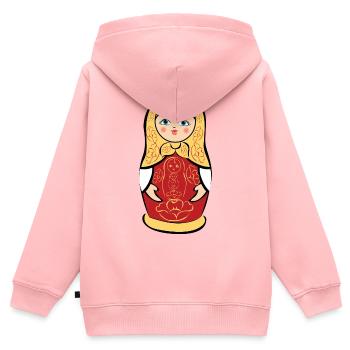 Matroschka mit Blumenmuster - Kinder Premium Organic Zip Hoodie - Rosa - Hinten - AI Model Kid Female (0cm)
