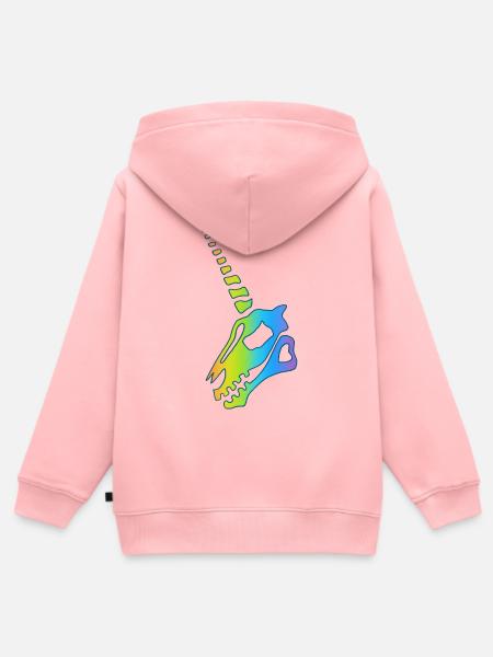 Regenbogen Einhorn Schädel - Kinder Premium Organic Zip Hoodie - Rosa