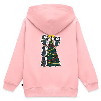 Pinguine schmücken Weihnachtsbaum - Kinder Premium Organic Zip Hoodie - Rosa - Hinten - AI Model Kid Female (0cm)