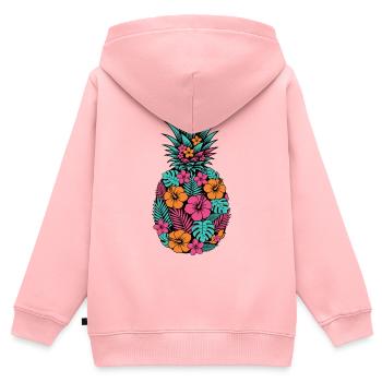Neon Tropical Pineapple Flower Pattern - Kids Premium Organic Zip-up Hoodie - rose - Back - AI Model Kid Female (0cm)