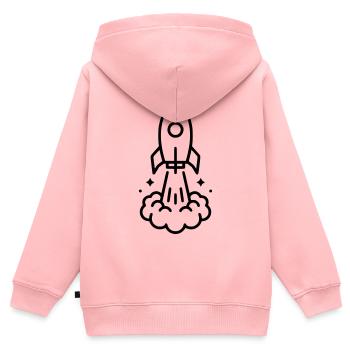 Icône spatiale de lancement de fusée - Sweat Premium à capuche zippé enfant bio - rose - Dos - AI Model Kid Female (0cm)