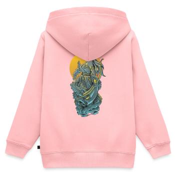 Illustration de l’arc de la Déesse Guerrière - Sweat Premium à capuche zippé enfant bio - rose - Dos - AI Model Kid Female (0cm)
