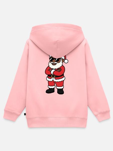 Cooler Weihnachtsmann mit dunkler Brille - Kinder Premium Organic Zip Hoodie - Rosa