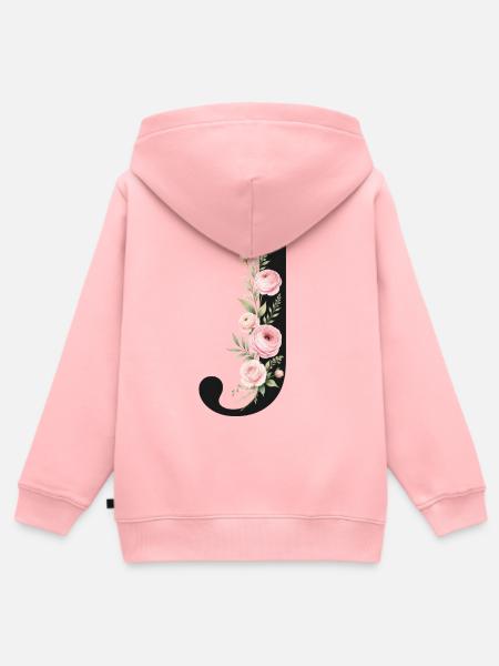 J Buchstabe Monogram Floral - Kinder Premium Organic Zip Hoodie - Rosa