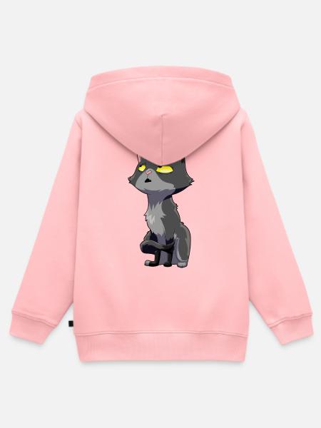 Katze Augenrollen Humor - Kinder Premium Organic Zip Hoodie - Rosa