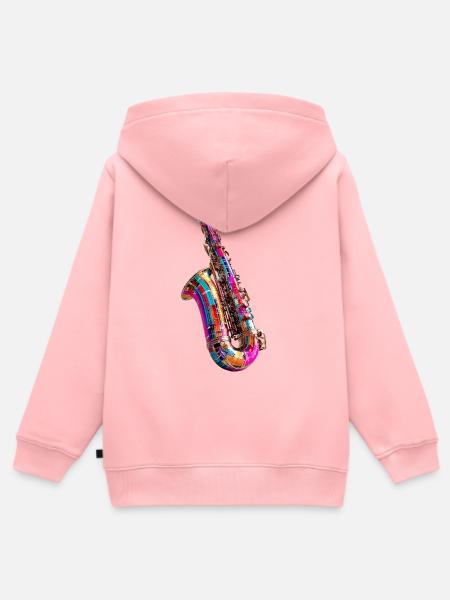 Kunterbuntes Saxophondesign - Kinder Premium Organic Zip Hoodie - Rosa