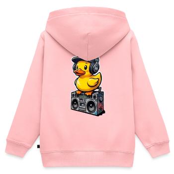 DJ-Ente mit Kopfhörern - Kinder Premium Organic Zip Hoodie - Rosa - Hinten - AI Model Kid Female (0cm)