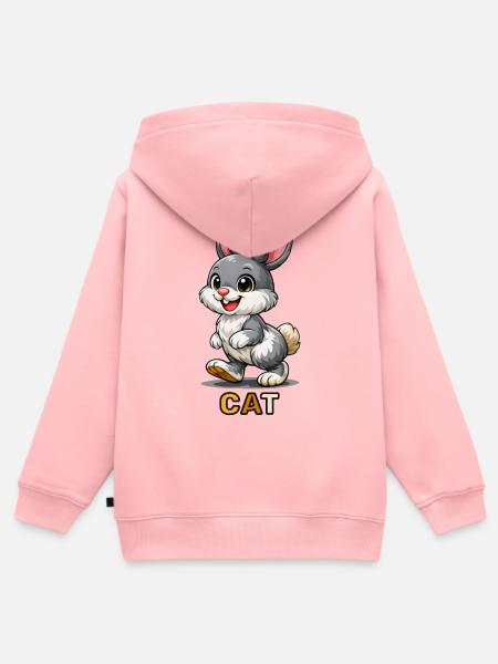 Verspielter grauer Hasenlauf - Kinder Premium Organic Zip Hoodie - Rosa