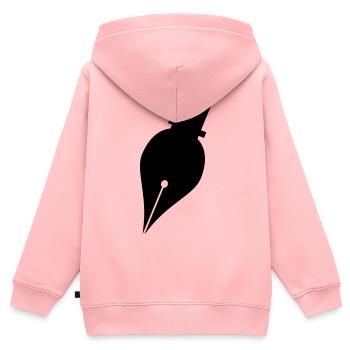 Logo de stylo d’écriture ou de stylo à encre pour écrivain - Sweat Premium à capuche zippé enfant bio - rose - Dos - AI Model Kid Female (0cm)