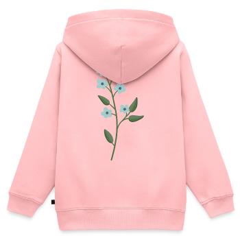 Blume hellblau - Kinder Premium Organic Zip Hoodie - Rosa - Hinten - AI Model Kid Female (0cm)