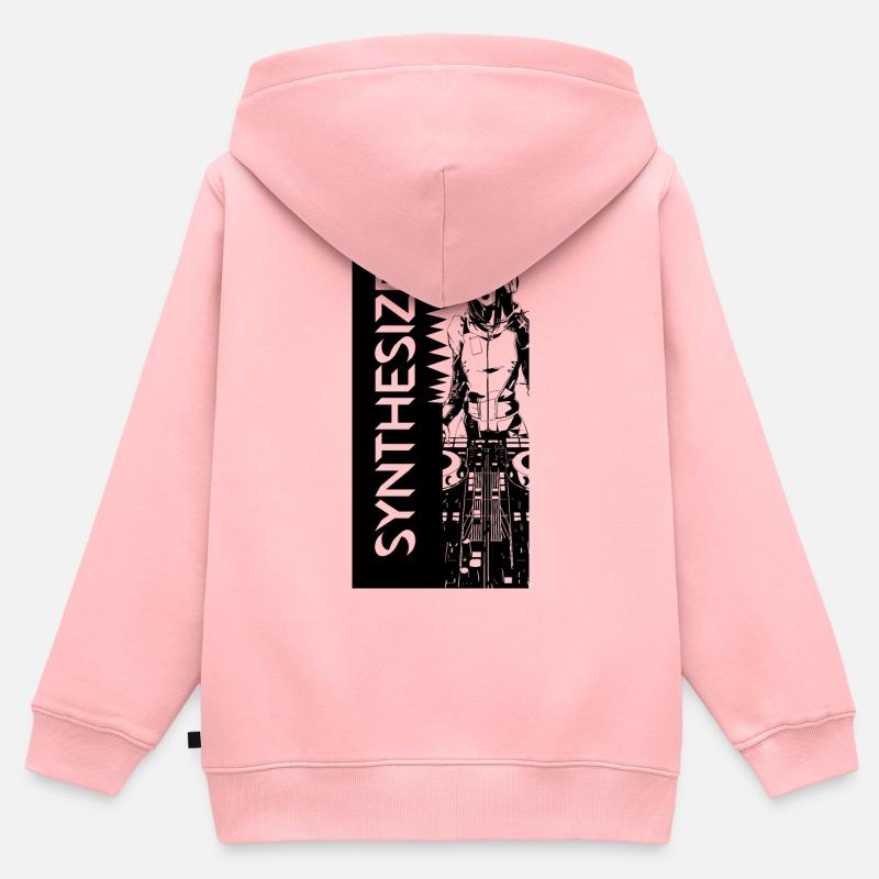 Synthé - Sweat Premium à capuche zippé enfant bio - rose