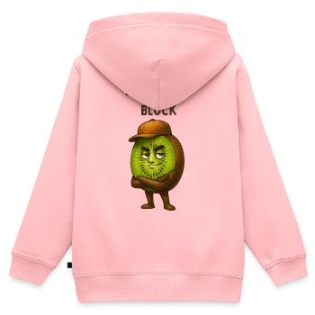 Kiwi aus dem Block - Kinder Premium Organic Zip Hoodie - Rosa - Hinten - AI Model Kid Female (0cm)