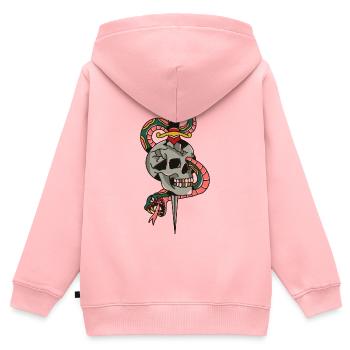 Illustration du tatouage de serpent en forme de poignard crâne - Sweat Premium à capuche zippé enfant bio - rose - Dos - AI Model Kid Female (0cm)