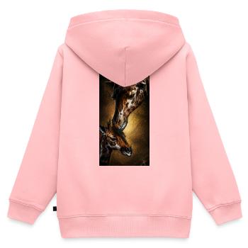 Giraffes en éclipse dorée - Sweat Premium à capuche zippé enfant bio - rose - Dos - AI Model Kid Female (0cm)