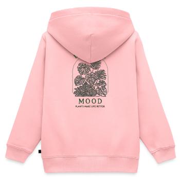 Design graphique de l’arc de plante minimaliste Monstera - Sweat Premium à capuche zippé enfant bio - rose - Dos - AI Model Kid Female (0cm)