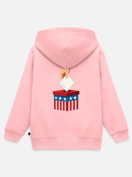 Wahlurne in Rot Weiß Blau mit Sternen - Kinder Premium Organic Zip Hoodie - Rosa