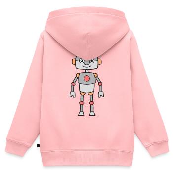 Roboter - Kinder Premium Organic Zip Hoodie - Rosa - Hinten - AI Model Kid Female (0cm)