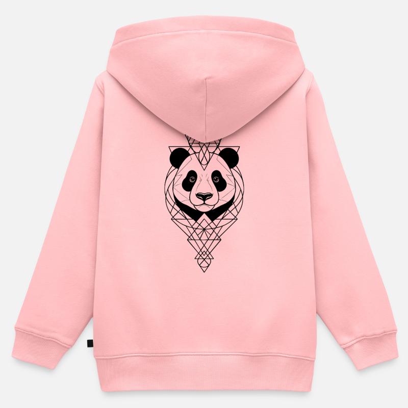Panda géométrique - Sweat Premium à capuche zippé enfant bio - rose