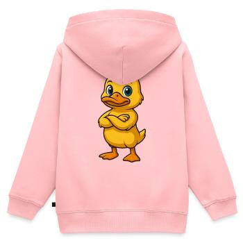 Cool canard gamer confiant bras croisés - Sweat Premium à capuche zippé enfant bio - rose - Dos - AI Model Kid Female (0cm)
