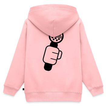 Microphone Check Mikrophon, Mikrofon, Mike, MC, Hi - Kinder Premium Organic Zip Hoodie - Rosa - Hinten - AI Model Kid Female (0cm)
