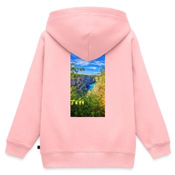Küstenkanyon Blaues Wasser Panorama - Kinder Premium Organic Zip Hoodie - Rosa - Hinten - AI Model Kid Female (0cm)