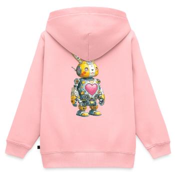Herzroboter Häschen im Retro-Stil - Kinder Premium Organic Zip Hoodie - Rosa - Hinten - AI Model Kid Female (0cm)