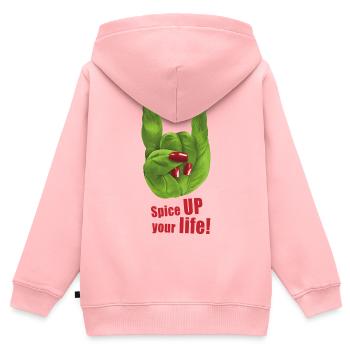 Spice UP your life - Basilikum - Rock ’n’ Roll - Kinder Premium Organic Zip Hoodie - Rosa - Hinten - AI Model Kid Female (0cm)