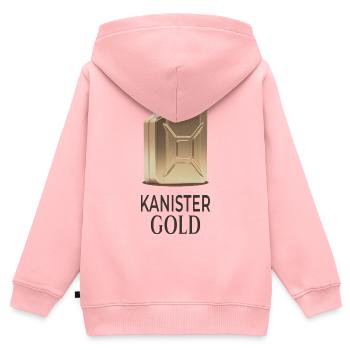 Conception humoristique du prix du carburant en or - Sweat Premium à capuche zippé enfant bio - rose - Dos - AI Model Kid Female (0cm)