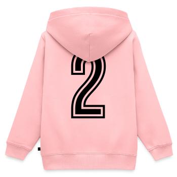 2 Symbole numérique - Sweat Premium à capuche zippé enfant bio - rose - Dos - AI Model Kid Female (0cm)