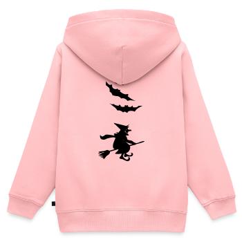 Hexe - Kinder Premium Organic Zip Hoodie - Rosa - Hinten - AI Model Kid Female (0cm)