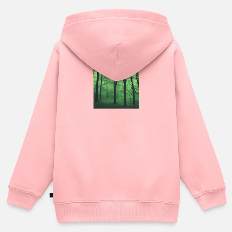 Forêt verte mystique - Sweat Premium à capuche zippé enfant bio - rose