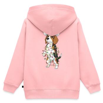 Lustiger Beagle Weihnachten Mistelzweig Cartoon - Kinder Premium Organic Zip Hoodie - Rosa - Hinten - AI Model Kid Female (0cm)