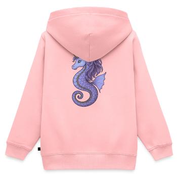 Seahorse Unicorn Purple Violet - Kids Premium Organic Zip-up Hoodie - rose - Back - AI Model Kid Female (0cm)