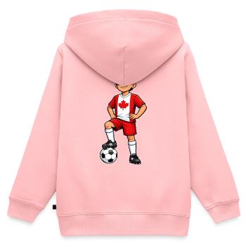 Drapeau canadien des Soccer Boy Canada Fan - Sweat Premium à capuche zippé enfant bio - rose - Dos - AI Model Kid Female (0cm)