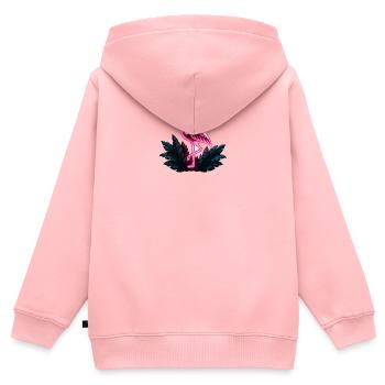Néon Flamant Rose Tropical - Sweat Premium à capuche zippé enfant bio - rose - Dos - AI Model Kid Female (0cm)