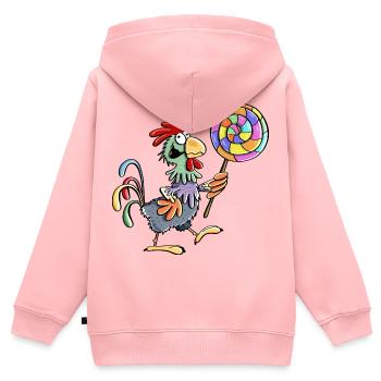 Huhn mit Lolli - Hahn - Henne - Lutscher - Essen - Kinder Premium Organic Zip Hoodie - Rosa - Hinten - AI Model Kid Female (0cm)