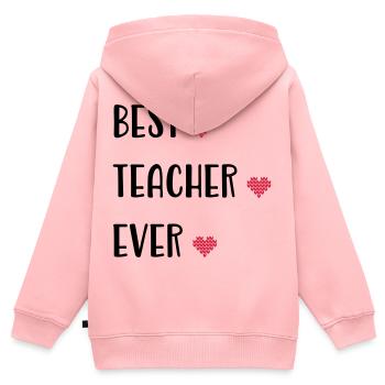 Lehrer - Kinder Premium Organic Zip Hoodie - Rosa - Hinten - AI Model Kid Female (0cm)