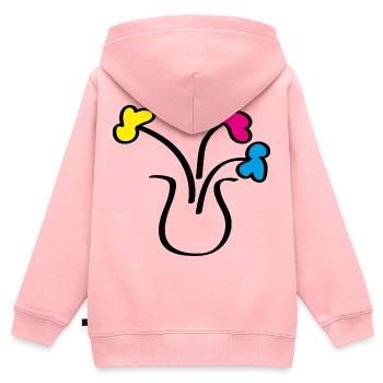 Dessin abstrait de fleurs dans un vase - Sweat Premium à capuche zippé enfant bio - rose - Dos - AI Model Kid Female (0cm)