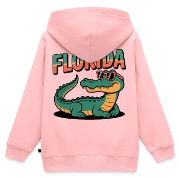 Florida Alligator - Kinder Premium Organic Zip Hoodie - Rosa - Hinten - AI Model Kid Female (0cm)