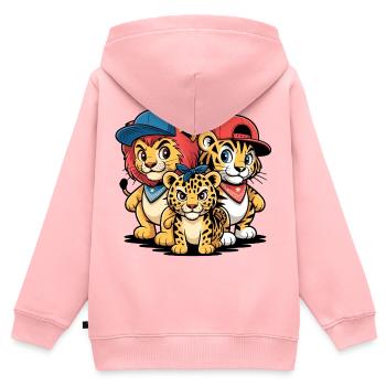 Löwe Tiger Leopard Freunde – Lustiges Tiermotiv - Kinder Premium Organic Zip Hoodie - Rosa - Hinten - AI Model Kid Female (0cm)