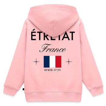 Etretat Frankreich Koordinaten Reise Souvenir - Kinder Premium Organic Zip Hoodie - Rosa - Hinten - AI Model Kid Female (0cm)