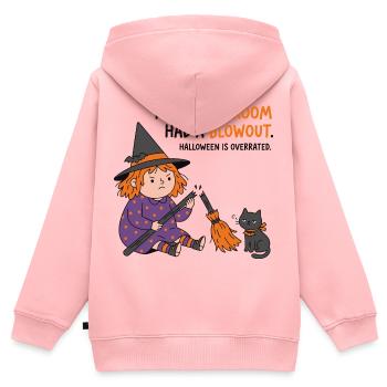 Besen Blowout Hexen-Tee - Kinder Premium Organic Zip Hoodie - Rosa - Hinten - AI Model Kid Female (0cm)