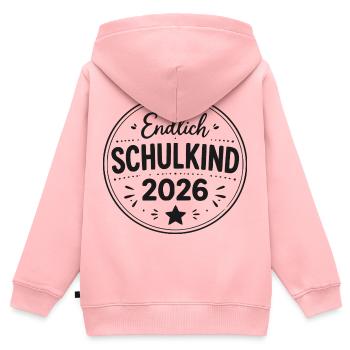 Endlich Schulkind 2026 - Kinder Premium Organic Zip Hoodie - Rosa - Hinten - AI Model Kid Female (0cm)