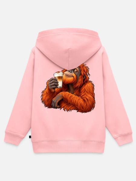 Orang-Utan mit Latte Macchiato – Kaffeepause - Kinder Premium Organic Zip Hoodie - Rosa