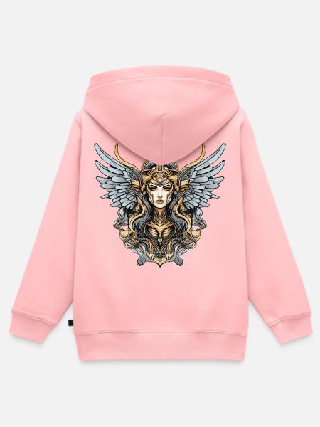 Walküre Kriegerin mit Flügelhelm - Kinder Premium Organic Zip Hoodie - Rosa