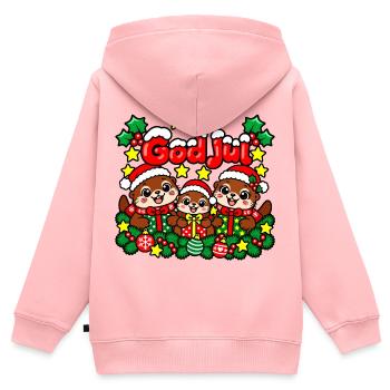 Fröhliche Weihnachten – Otterfamilien-Design - Kinder Premium Organic Zip Hoodie - Rosa - Hinten - AI Model Kid Female (0cm)