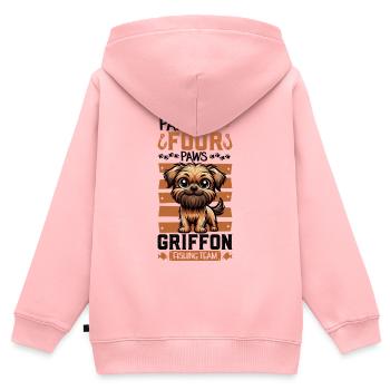 Pêche et Griffon Bruxellois - Sweat Premium à capuche zippé enfant bio - rose - Dos - AI Model Kid Female (0cm)