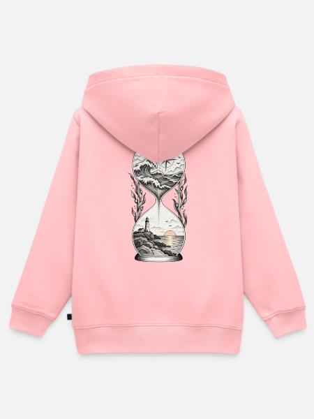 Meeresuhr mit Leuchtturm Kompass - Kinder Premium Organic Zip Hoodie - Rosa