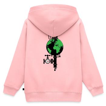 Pompe à essence - Sweat Premium à capuche zippé enfant bio - rose - Dos - AI Model Kid Female (0cm)